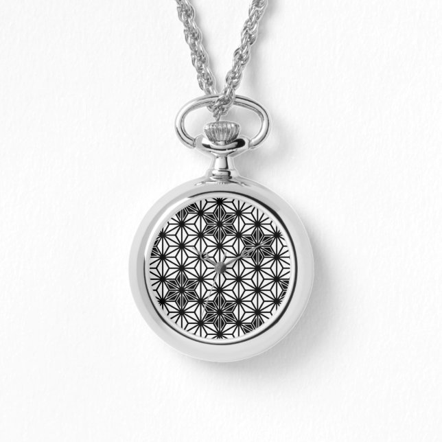 Japanese Asanoha pattern - white and black Watch (Front)