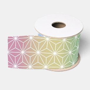 Japanese Asanoha Traditional Pattern Rainbow Grosgrain Ribbon