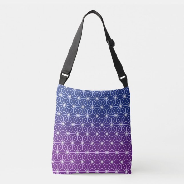 Japanese Asanoha Traditional Print Blue & Purple Crossbody Bag (Front)