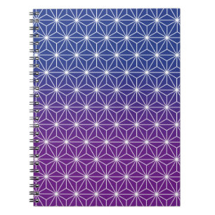 Japanese Asanoha Traditional Print Blue & Purple Notebook