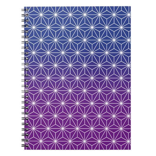 Japanese Asanoha Traditional Print Blue & Purple Notebook (Front)