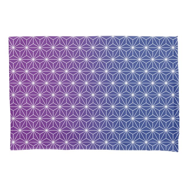 Japanese Asanoha Traditional Print Blue & Purple Pillowcase (Front)