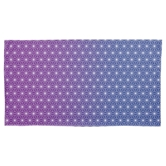 Japanese Asanoha Traditional Print Blue & Purple Pillowcase (Front-Left)