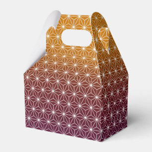 Japanese Asanoha Traditional Print Burgundy & Gold Favour Box