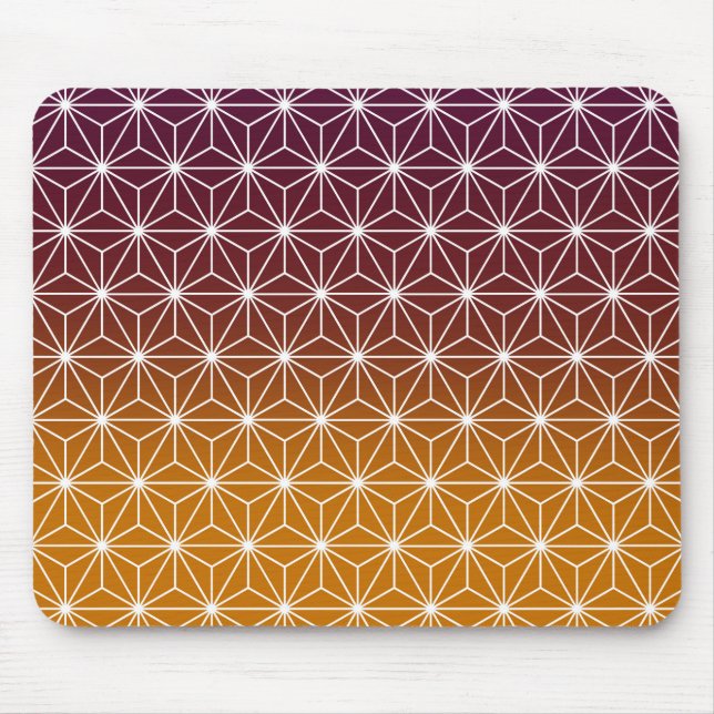 Japanese Asanoha Traditional Print Burgundy & Gold Mouse Pad (Front)