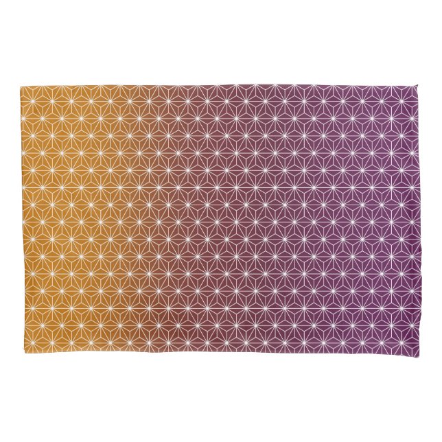 Japanese Asanoha Traditional Print Burgundy & Gold Pillowcase (Front-Left)