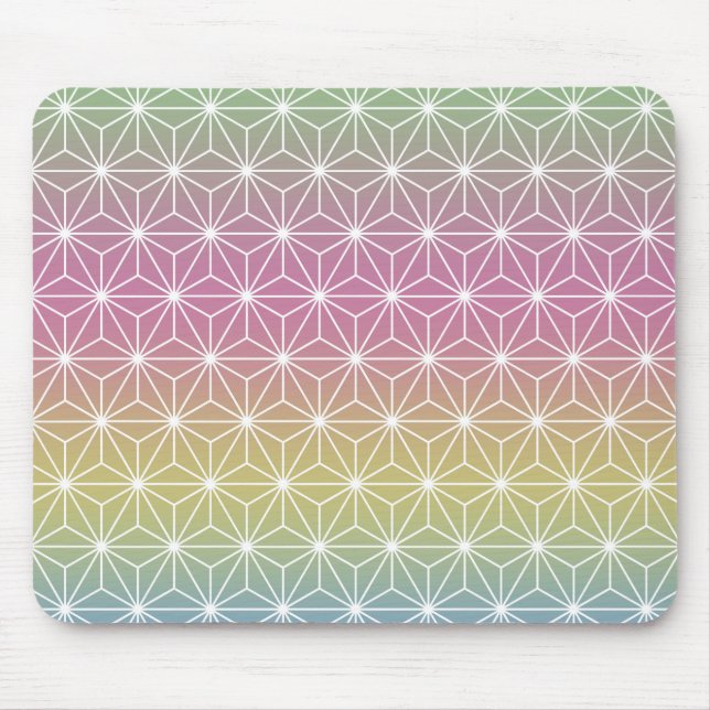 Japanese Asanoha Traditional Print Pastel Rainbow Mouse Pad (Front)