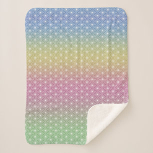 Japanese Asanoha Traditional Print Pastel Rainbow Sherpa Blanket