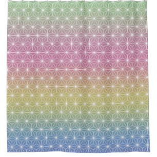 Japanese Asanoha Traditional Print Pastel Rainbow Shower Curtain