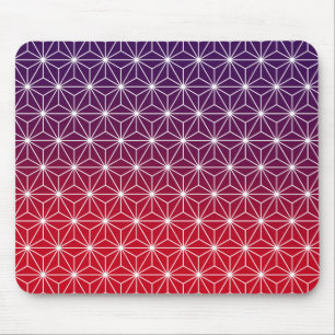 Japanese Asanoha Traditional Print Red & Purple Mouse Pad