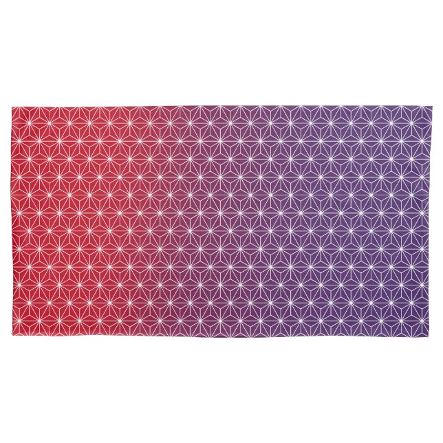 Japanese Asanoha Traditional Print Red & Purple Pillowcase (Front-Left)