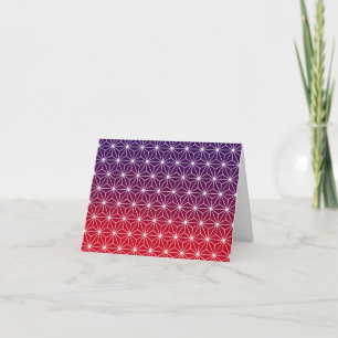 Japanese Asanoha Traditional Print Red & Purple Thank You Card