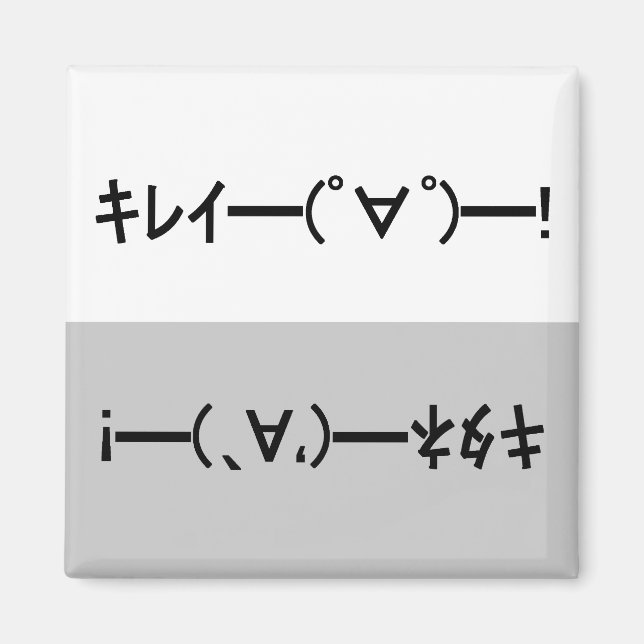 Japanese ASCII Art「キレイー!」&「キタネー!」dishwasher magnet (Front)