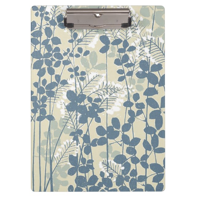 Japanese Asian Blue Leaf Flower Clipboard (Front)