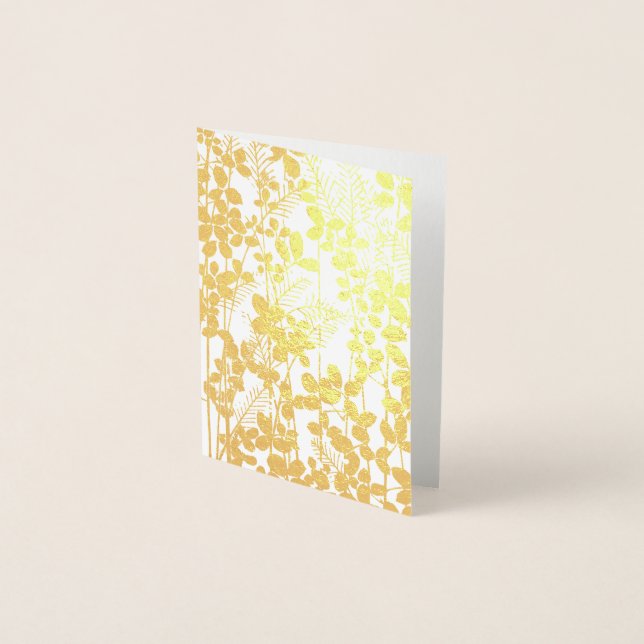 Japanese Asian Blue Leaf Flower Foil Card (Front)