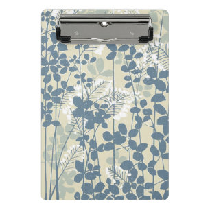 Japanese Asian Blue Leaf Flower Mini Clipboard