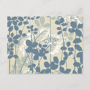 Japanese Asian Blue Leaf Flower Postcard