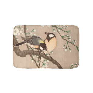 Japanese Asian Koson Bird Chickadee Songbird Bath Mat