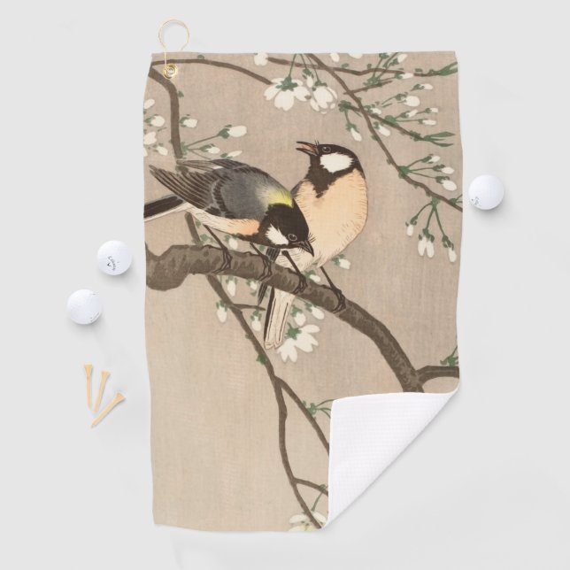 Japanese Asian Koson Bird Chickadee Songbird Golf Towel (InSitu)