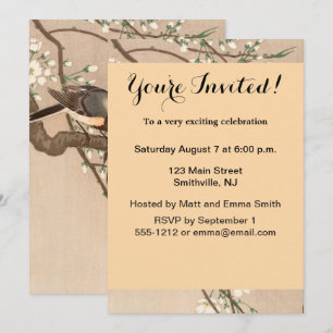Japanese Asian Koson Bird Chickadee Songbird Invitation