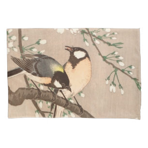 Japanese Asian Koson Bird Chickadee Songbird Pillowcase