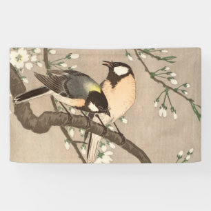 Japanese Asian Ohara Koson Bird Chickadee Songbird Banner