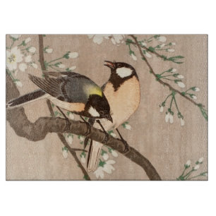 Japanese Asian Ohara Koson Bird Chickadee Songbird Cutting Board