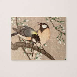Japanese Asian Ohara Koson Bird Chickadee Songbird Jigsaw Puzzle