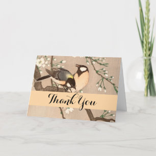 Japanese Asian Ohara Koson Bird Chickadee Songbird Thank You Card