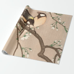 Japanese Asian Ohara Koson Bird Chickadee Songbird Wrapping Paper