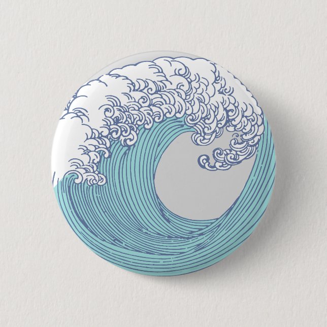 Japanese Asian Surf Wave Art Ocean Art 6 Cm Round Badge (Front)