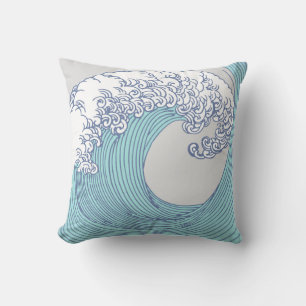 Japanese Asian Surf Wave Art Ocean Art Cushion