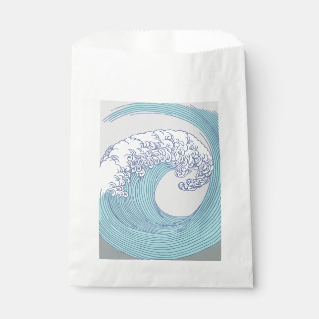 Japanese Asian Surf Wave Art Ocean Art Favour Bags (Front)