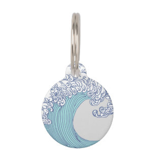 Japanese Asian Surf Wave Art Ocean Art Pet Tag