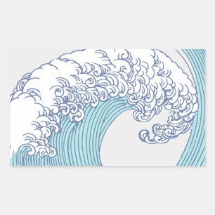 Japanese Asian Surf Wave Art Ocean Art Rectangular Sticker