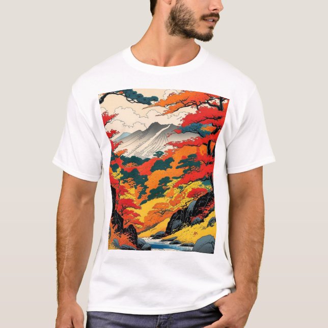 Japanese Autumn Fall Foliage T-Shirt (Front)