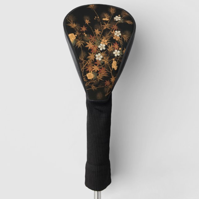 Japanese Autumn Flowers & Tree Golf Head Cover (Front)