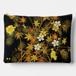 Japanese Autumn Leaves Antique Botanical Accessory Pouch