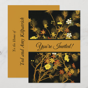 Japanese Autumn Leaves Antique Botanical Invitation