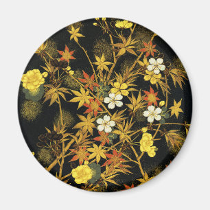 Japanese Autumn Leaves Antique Botanical Magnet