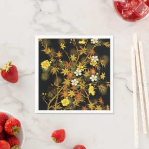 Japanese Autumn Leaves Antique Botanical Napkin