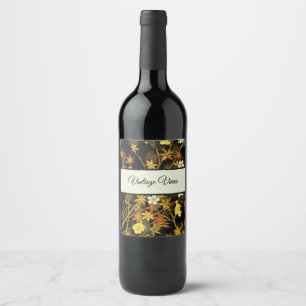 Japanese Autumn Leaves Antique Botanical Wine Label