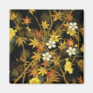 Japanese Autumn Leaves Antique Rich Classic Art Magnet