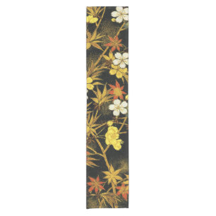 Japanese Autumn Leaves Antique Rich Classic Art Short Table Runner