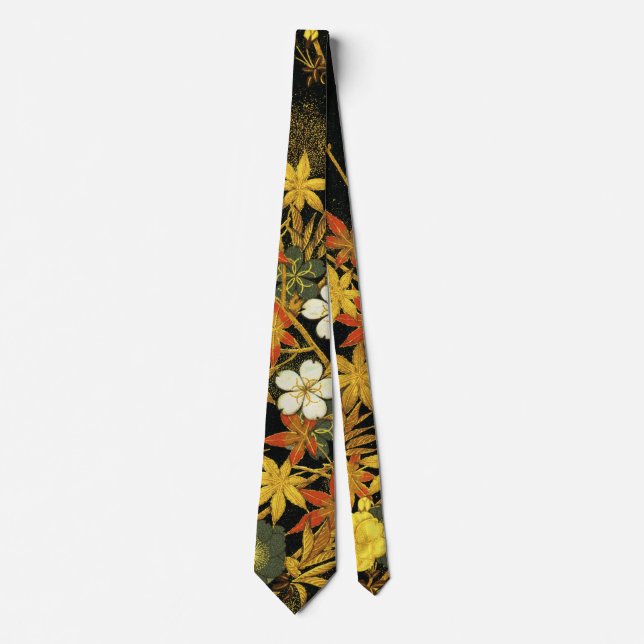 Japanese Autumn Leaves Antique Rich Classic Art Tie (Front)