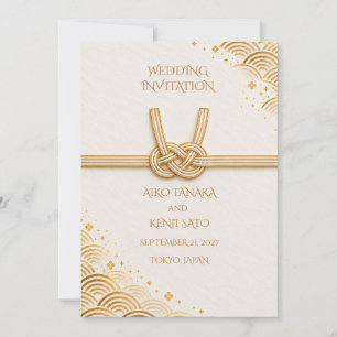 Japanese Awaji Mizuhiki Gold Wedding Invitation