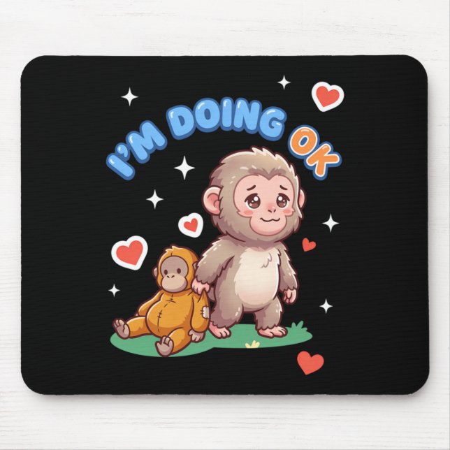 Japanese Baby Monkey Animal Meme Internet Im Doing Mouse Pad (Front)