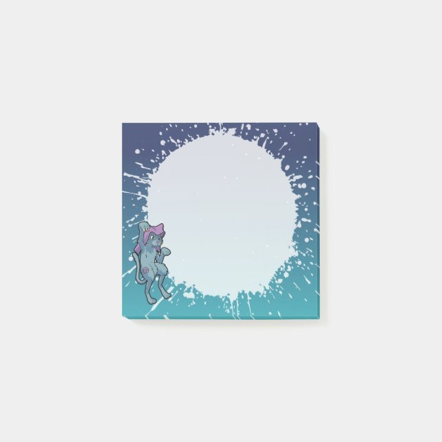 Japanese Bakeneko Cat Yokai Splattered Post-it Notes (Front)