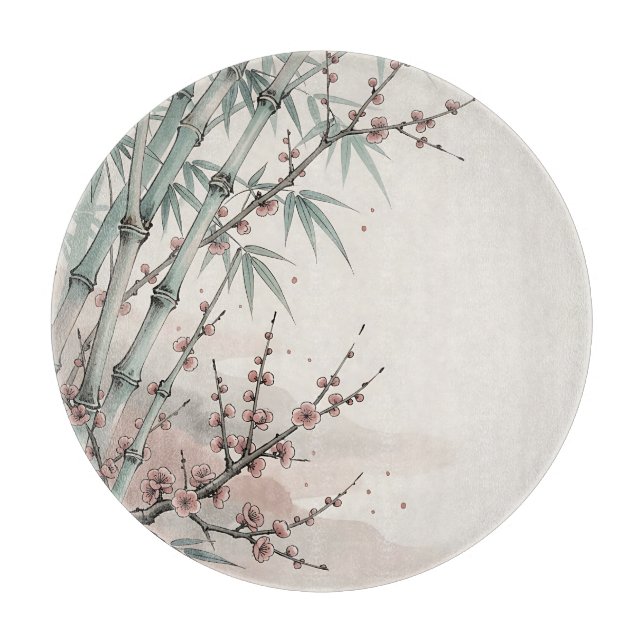 Japanese Bamboo Plum Blossom Ink  Cutting Board (Front)