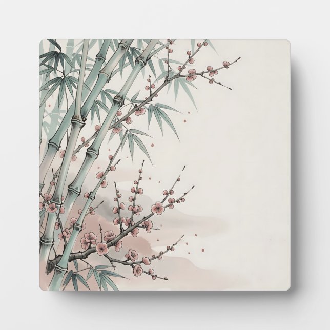 Japanese Bamboo Plum Blossom Ink  Plaque (Front)